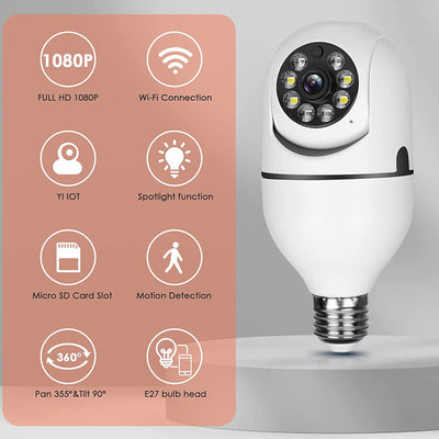 SmartBulb - E27 Overvåkningskamera WiFi CCTV-kamera PTZ Vanntett