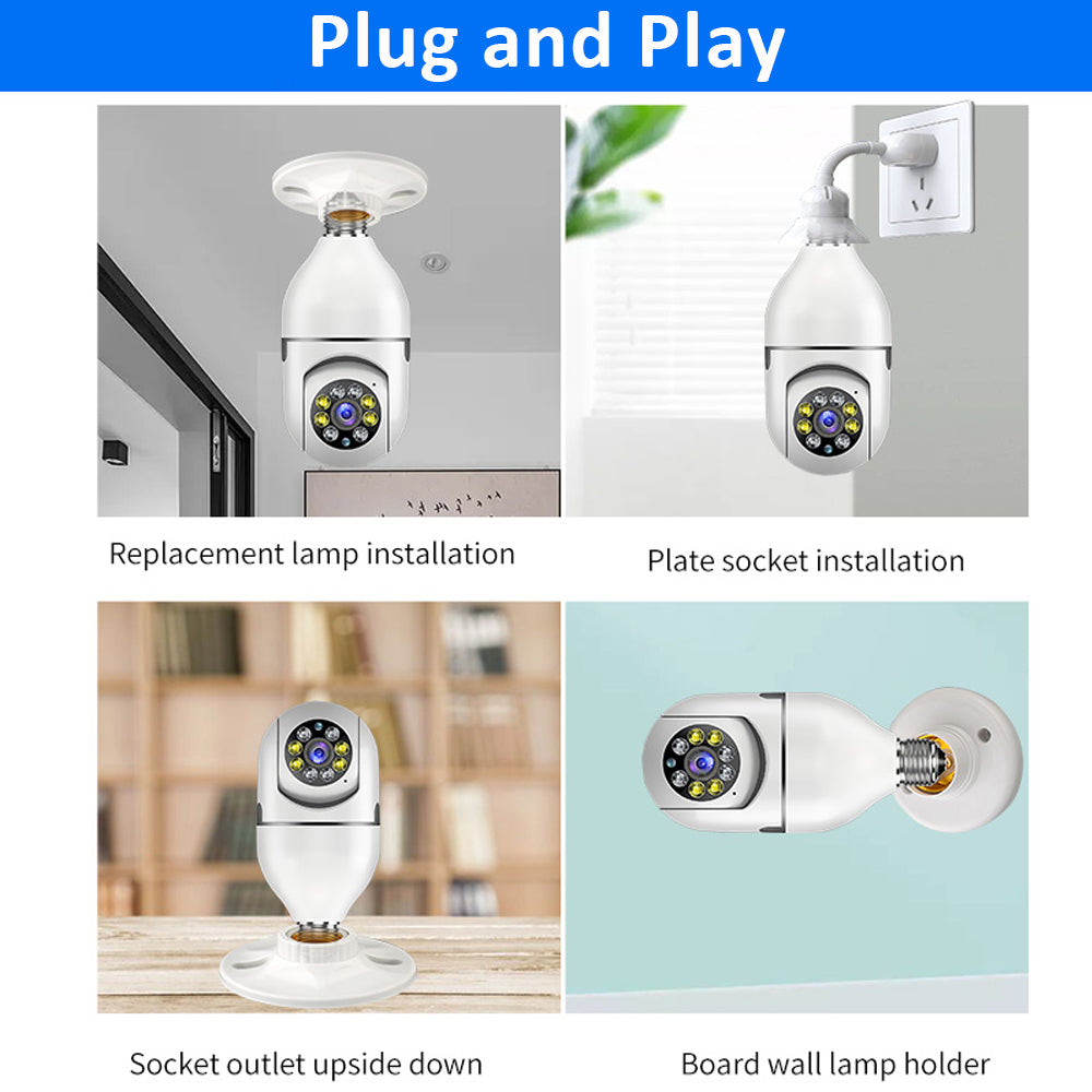 SmartBulb - E27 Overvåkningskamera WiFi CCTV-kamera PTZ Vanntett