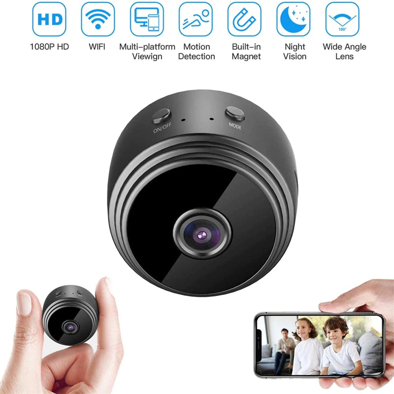 Mini HD Wifi-kamera med nattsyn og bevegelsesdeteksjon